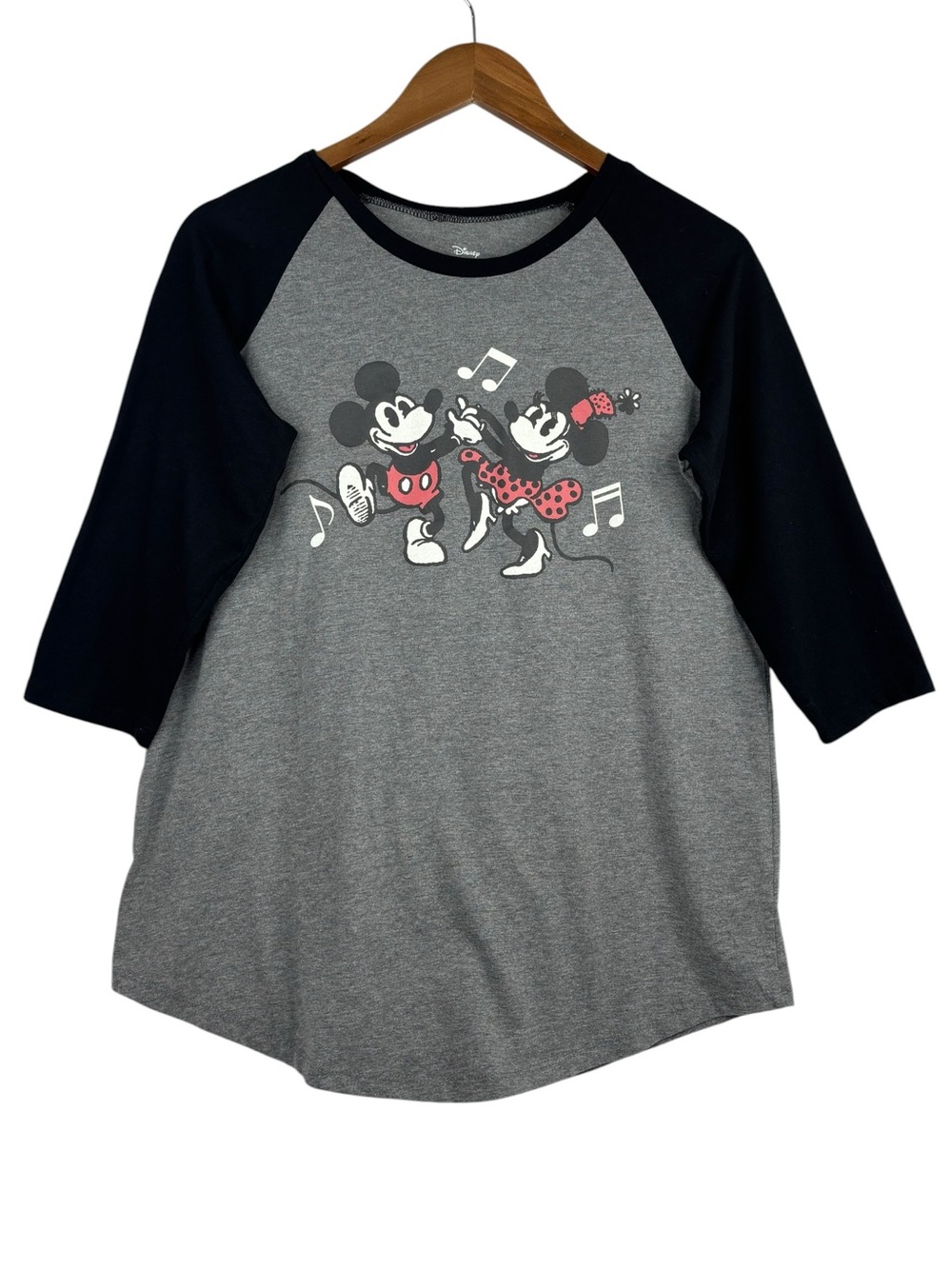 Torrid x Disney 100 Mickey & Minnie 3/4 Sleeve baseball-style raglan Tee Shirt 0